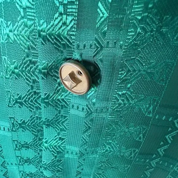 Virgola Italia Shirt Medium Green ShortSleeve Button Up Geometric Collared Retro - Picture 4 of 9